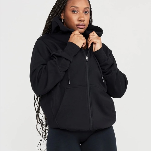 NWT ONER ACTIVE Classic Lounge Oversized Zip Through Hoodie - Medium Black - Picture 4 of 5